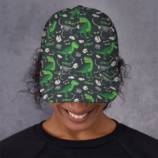 T-Rex And Dino Fossil Pattern Print Baseball Cap
