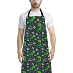 T-Rex And Dino Fossil Pattern Print Bib Apron With Pocket