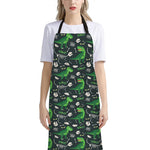 T-Rex And Dino Fossil Pattern Print Bib Apron With Pocket