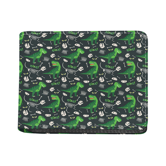 T-Rex And Dino Fossil Pattern Print Bifold Wallet