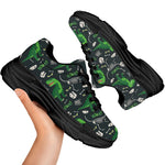 T-Rex And Dino Fossil Pattern Print Black Chunky Shoes