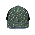 T-Rex And Dino Fossil Pattern Print Black Mesh Trucker Hat