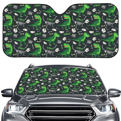 T-Rex And Dino Fossil Pattern Print Car Windshield Sun Shade