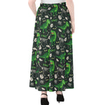 T-Rex And Dino Fossil Pattern Print Chiffon Maxi Skirt