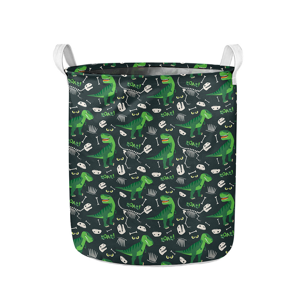 T-Rex And Dino Fossil Pattern Print Collapsible Laundry Basket