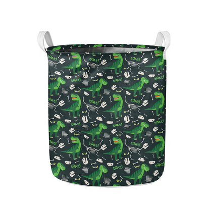 T-Rex And Dino Fossil Pattern Print Collapsible Laundry Basket