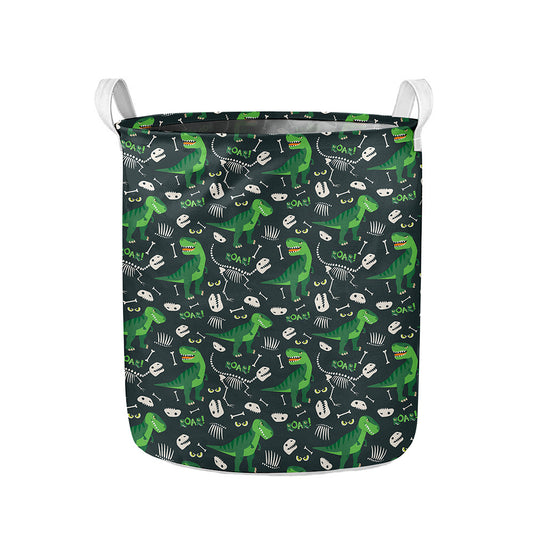 T-Rex And Dino Fossil Pattern Print Collapsible Laundry Basket