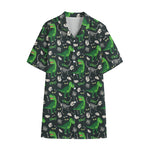 T-Rex And Dino Fossil Pattern Print Cotton Hawaiian Shirt