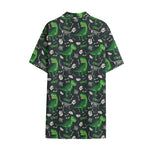T-Rex And Dino Fossil Pattern Print Cotton Hawaiian Shirt