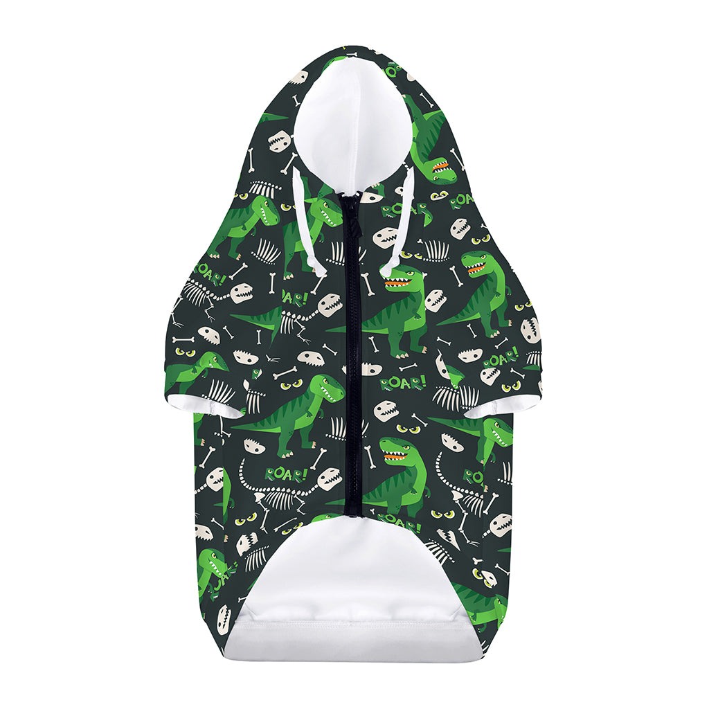 T-Rex And Dino Fossil Pattern Print Dog Zip Up Hoodie