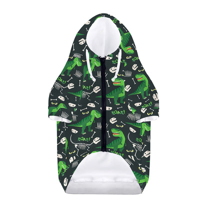 T-Rex And Dino Fossil Pattern Print Dog Zip Up Hoodie