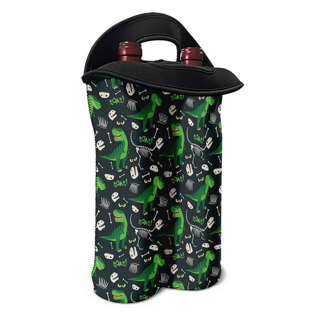 T-Rex And Dino Fossil Pattern Print Double Neoprene Wine Tote