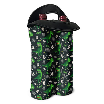 T-Rex And Dino Fossil Pattern Print Double Neoprene Wine Tote