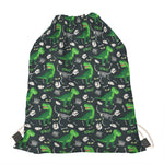 T-Rex And Dino Fossil Pattern Print Drawstring Bag