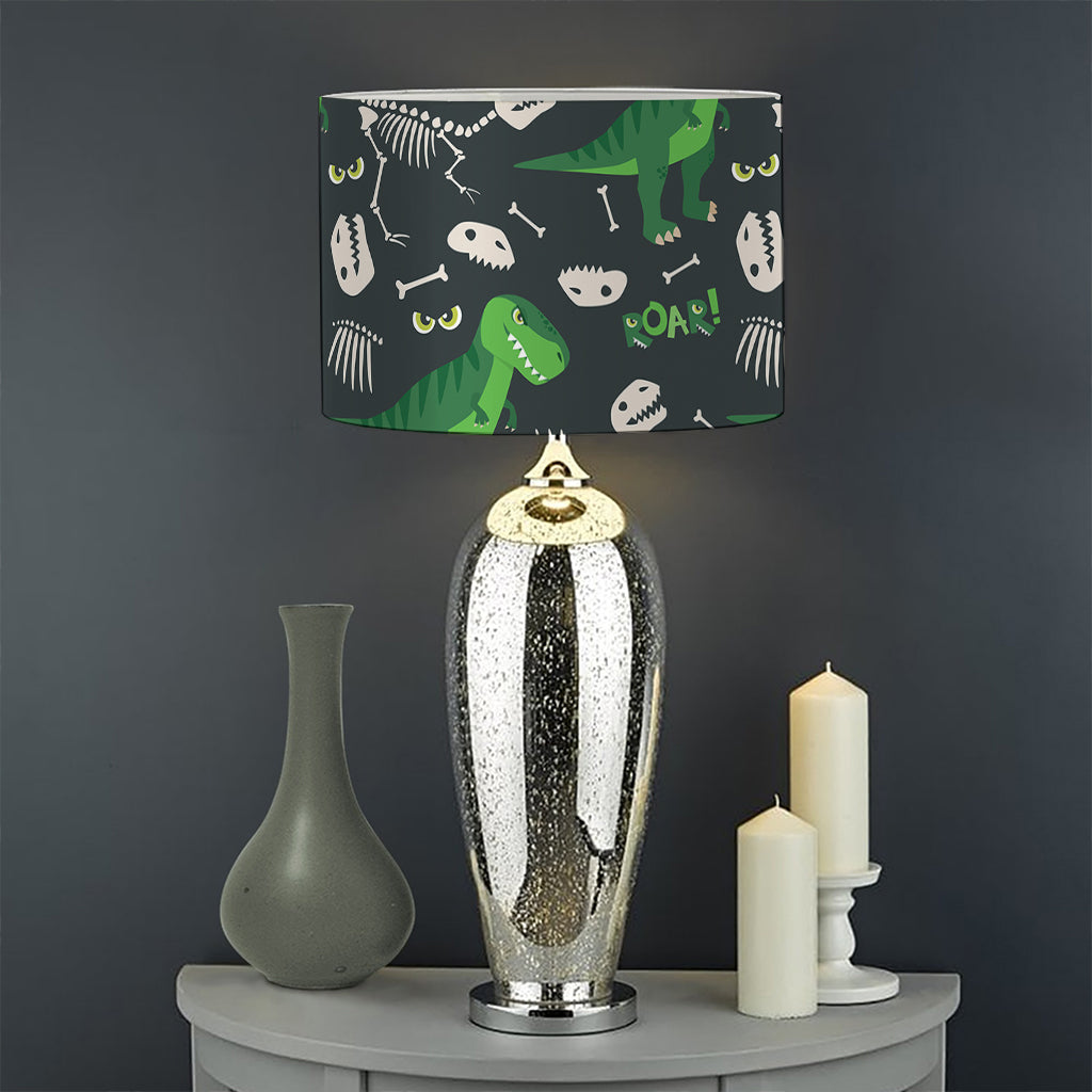 T-Rex And Dino Fossil Pattern Print Drum Lamp Shade