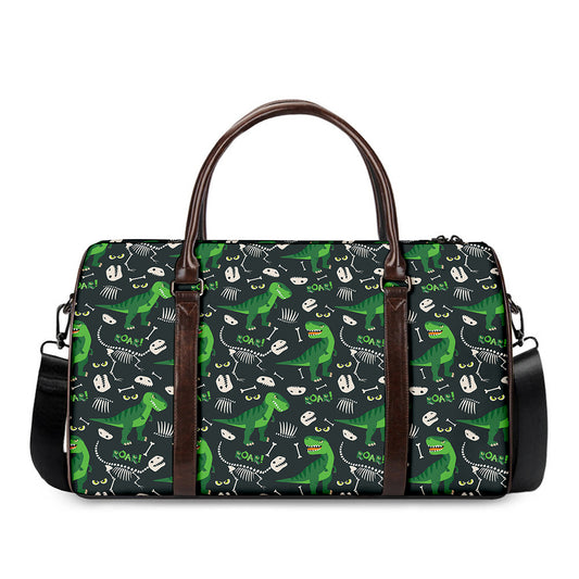 T-Rex And Dino Fossil Pattern Print Duffle Bag