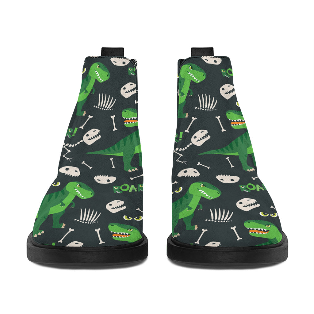 T-Rex And Dino Fossil Pattern Print Flat Ankle Boots