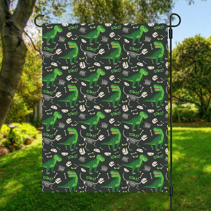 T-Rex And Dino Fossil Pattern Print Garden Flag