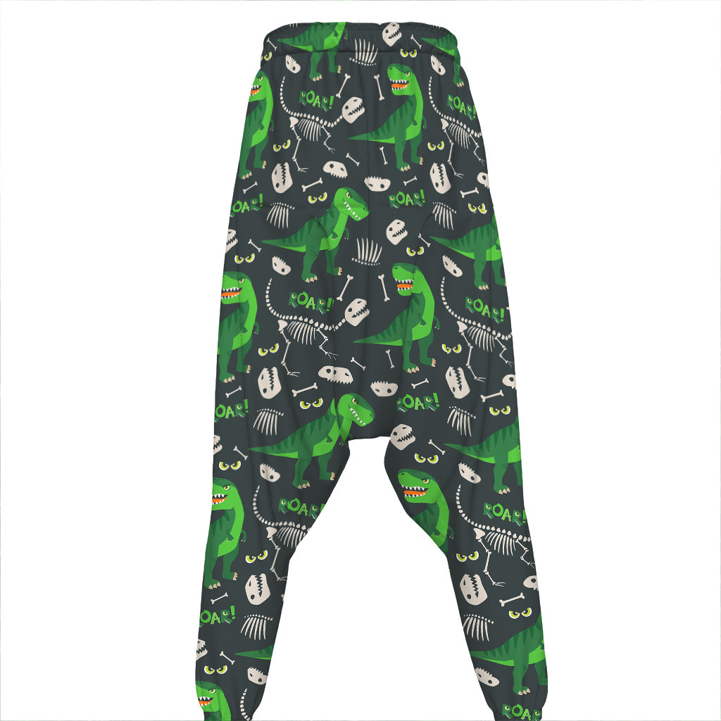 T-Rex And Dino Fossil Pattern Print Hammer Pants