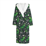 T-Rex And Dino Fossil Pattern Print Hooded Bathrobe