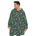 T-Rex And Dino Fossil Pattern Print Hoodie Blanket