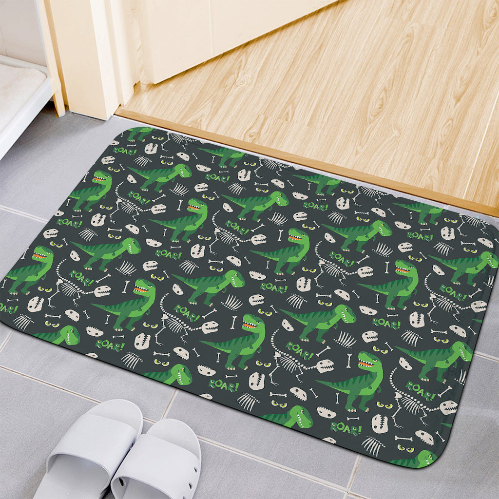 T-Rex And Dino Fossil Pattern Print Indoor Door Mat
