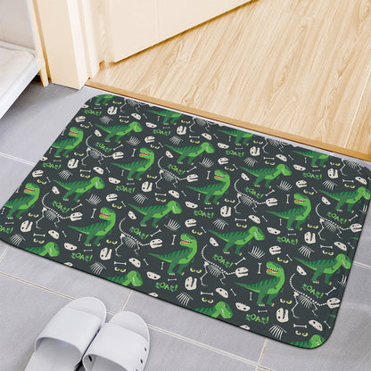 T-Rex And Dino Fossil Pattern Print Indoor Door Mat