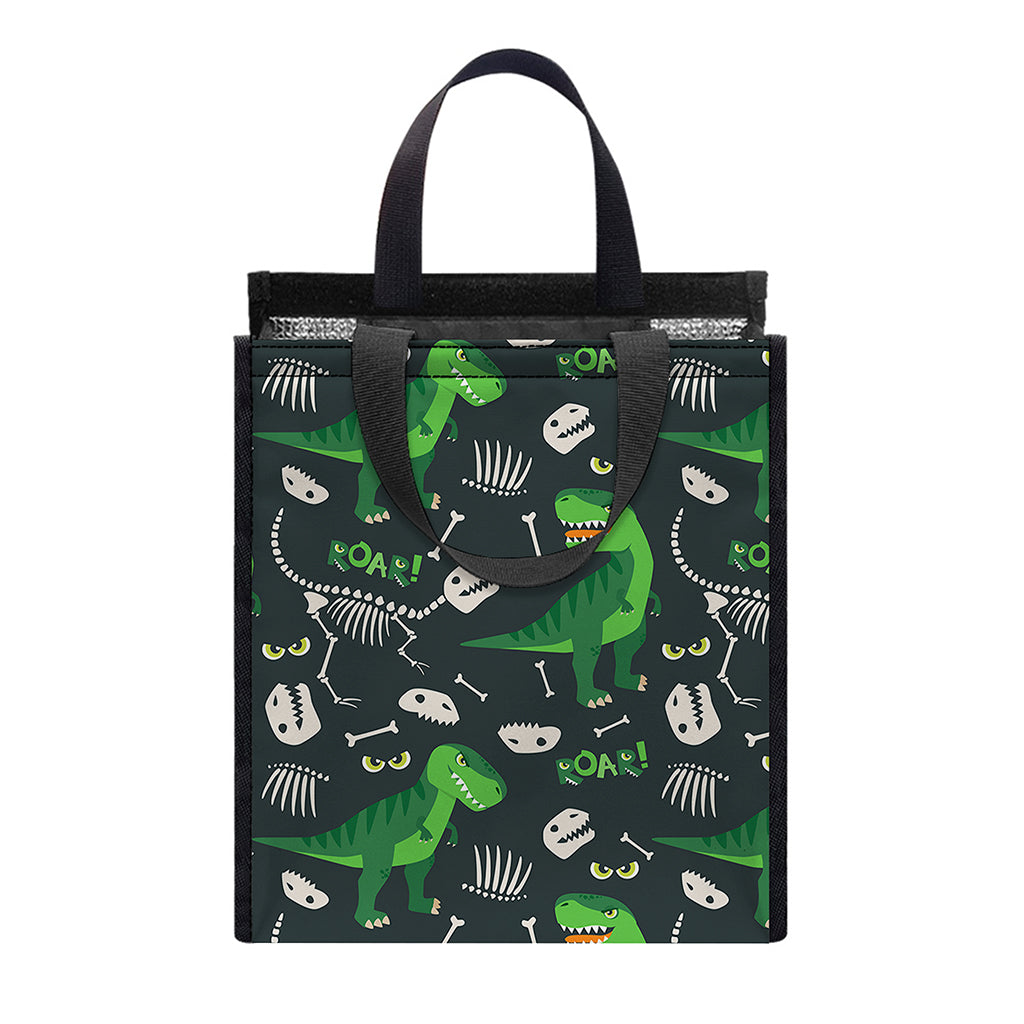 T-Rex And Dino Fossil Pattern Print Insulated Lunch Tote