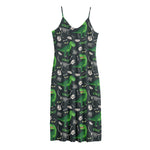 T-Rex And Dino Fossil Pattern Print Jersey Midi Cami Dress