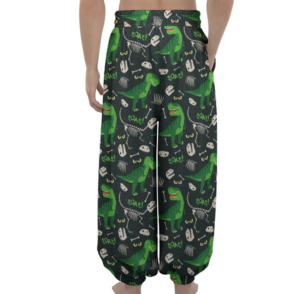 T-Rex And Dino Fossil Pattern Print Lantern Pants