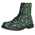 T-Rex And Dino Fossil Pattern Print Lace-Up Boots