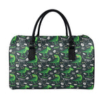 T-Rex And Dino Fossil Pattern Print Leather Duffle Bag