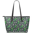 T-Rex And Dino Fossil Pattern Print Leather Tote Bag With Zipper