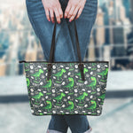 T-Rex And Dino Fossil Pattern Print Leather Tote Bag
