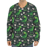 T-Rex And Dino Fossil Pattern Print Long Sleeve Baseball Jersey