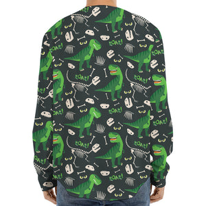 T-Rex And Dino Fossil Pattern Print Long Sleeve Baseball Jersey