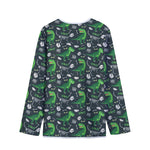 T-Rex And Dino Fossil Pattern Print Long Sleeve Short Coat