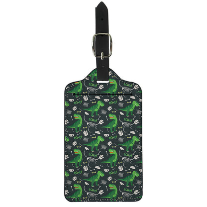 T-Rex And Dino Fossil Pattern Print Luggage Tag