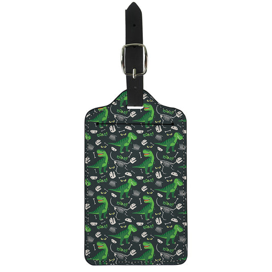 T-Rex And Dino Fossil Pattern Print Luggage Tag