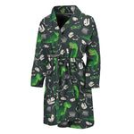 T-Rex And Dino Fossil Pattern Print Men's Bathrobe