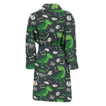 T-Rex And Dino Fossil Pattern Print Men's Bathrobe