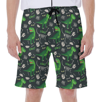 T-Rex And Dino Fossil Pattern Print Men's Beach Shorts