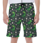 T-Rex And Dino Fossil Pattern Print Men's Beach Shorts