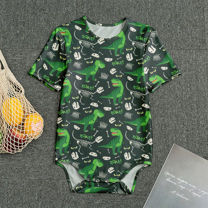 T-Rex And Dino Fossil Pattern Print Men's Bodysuit