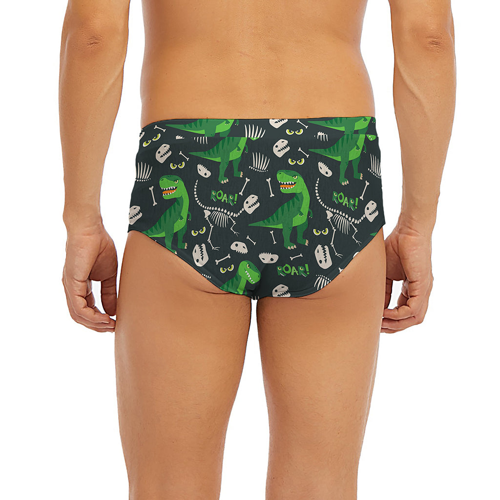 T-Rex And Dino Fossil Pattern Print Men's Briefs