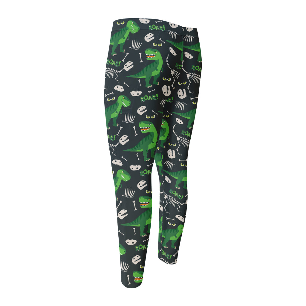 T-Rex And Dino Fossil Pattern Print Men's Compression Pants – GearFrost