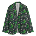 T-Rex And Dino Fossil Pattern Print Men's Cotton Blazer