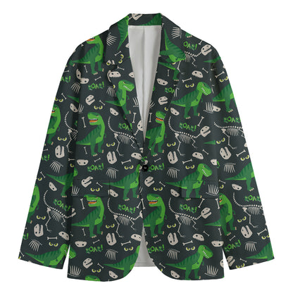 T-Rex And Dino Fossil Pattern Print Men's Cotton Blazer