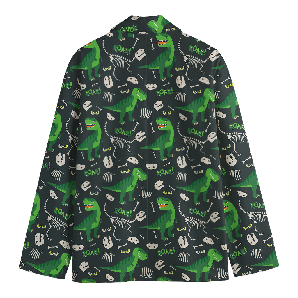 T-Rex And Dino Fossil Pattern Print Men's Cotton Blazer