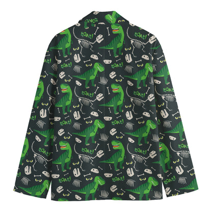 T-Rex And Dino Fossil Pattern Print Men's Cotton Blazer